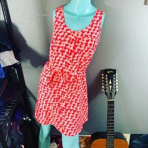 💗 NWT GAP Neon Pink White Design GEOMETRIC RETRO STYLE Button shirt dress